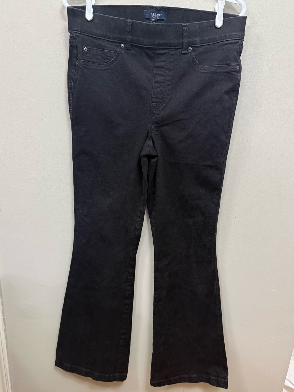 Spanx Black Pull-On High Rise Flare Jeans Shaping Denim Size Large